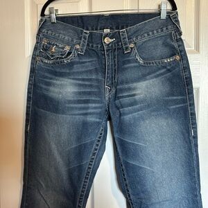 True Religion men’s blue button pocket straight leg jeans size 33